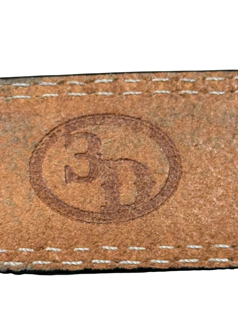 3D Men’s 38 Tooled Brown Leather Belt Only Hand Tooled Ends